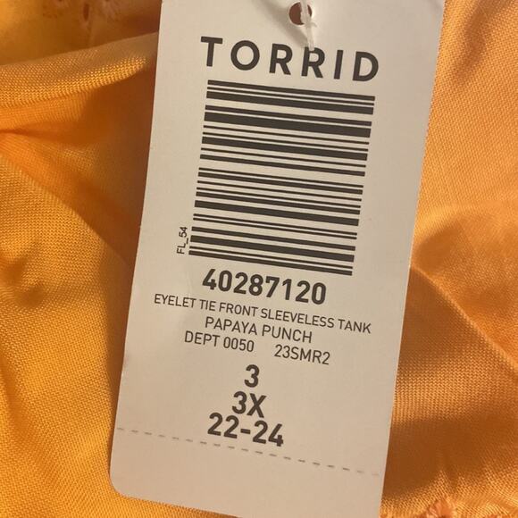 Torrid Papaya Punch Eyelet Tie Front Sleeveless Tank - Picture 9 of 9